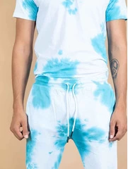 Buy White And Blue Tie And Dye T-Shirt And Joggers Co-ord Set For Men - 3