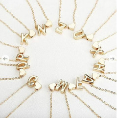 Buy Peach Heart Shaped letter necklace & chain