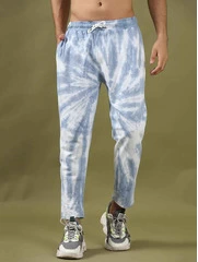Buy Positive Thoughts Faded Blue Tie Dye Joggers - 2