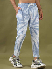 Buy Positive Thoughts Faded Blue Tie Dye Joggers - 3