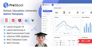 School Management Vuejs Admin Website Templates | Preskool - 2