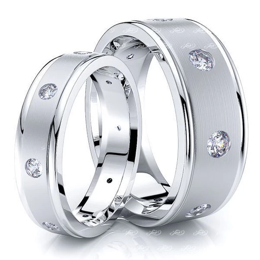 Purchase Elegant Matching Diamond Wedding Band Set - 1/1
