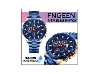 Men's Watch Stainless Steel Quartz Classic Business Wristwatch For Men - Blue