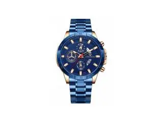 Men's Watch Stainless Steel Quartz Classic Business Wristwatch For Men - Blue - 3