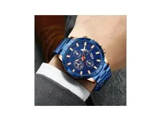 Men's Watch Stainless Steel Quartz Classic Business Wristwatch For Men - Blue - 4