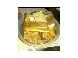 Gold bars , nuggets and dust for sale .