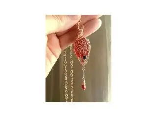 Copper Wire wrap Red Jade Spider Pendant